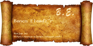 Bencs Elemér névjegykártya